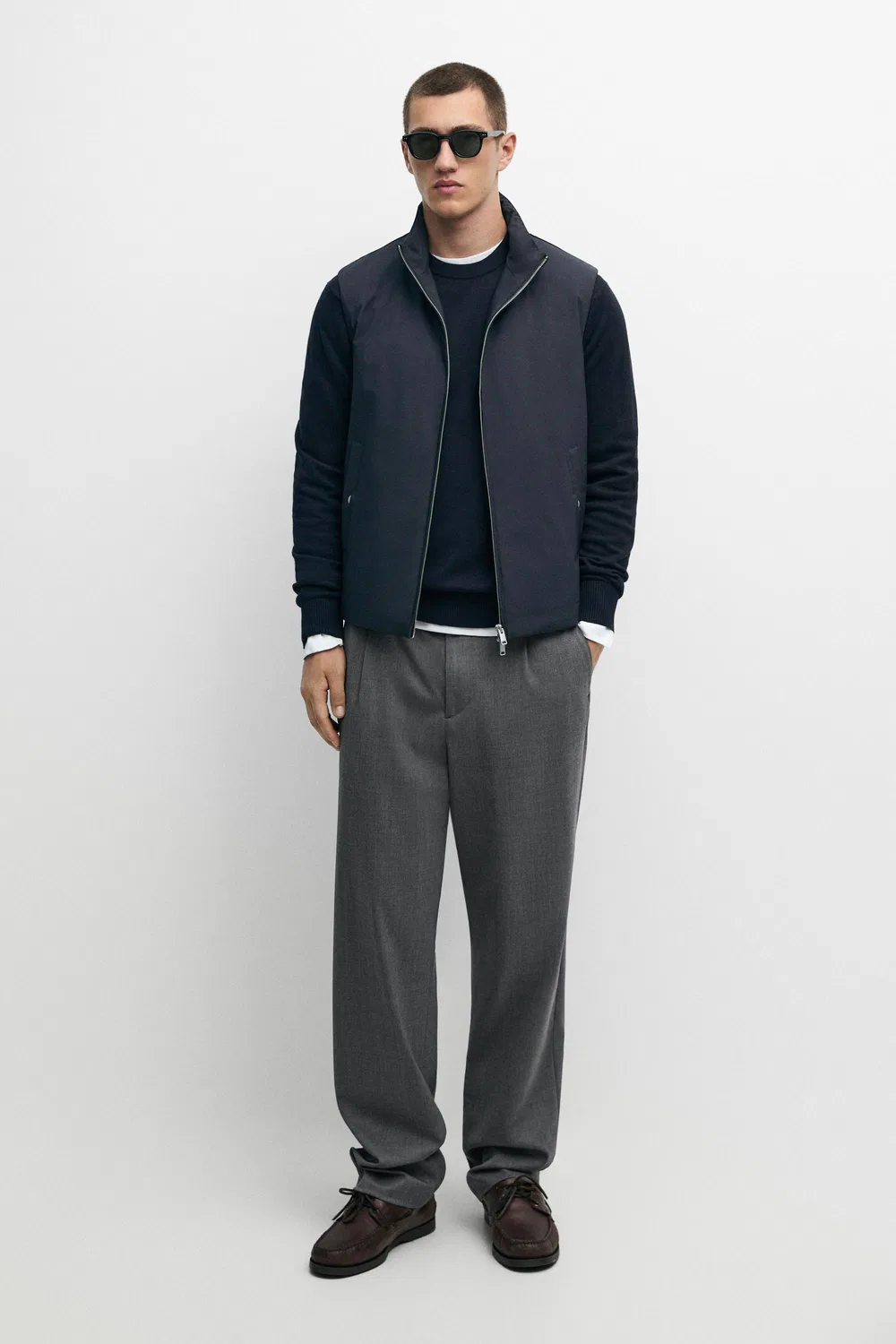 Жилет Massimo Dutti, пуховой, сверхлегкий и водоотталкивающий, темно-синий
