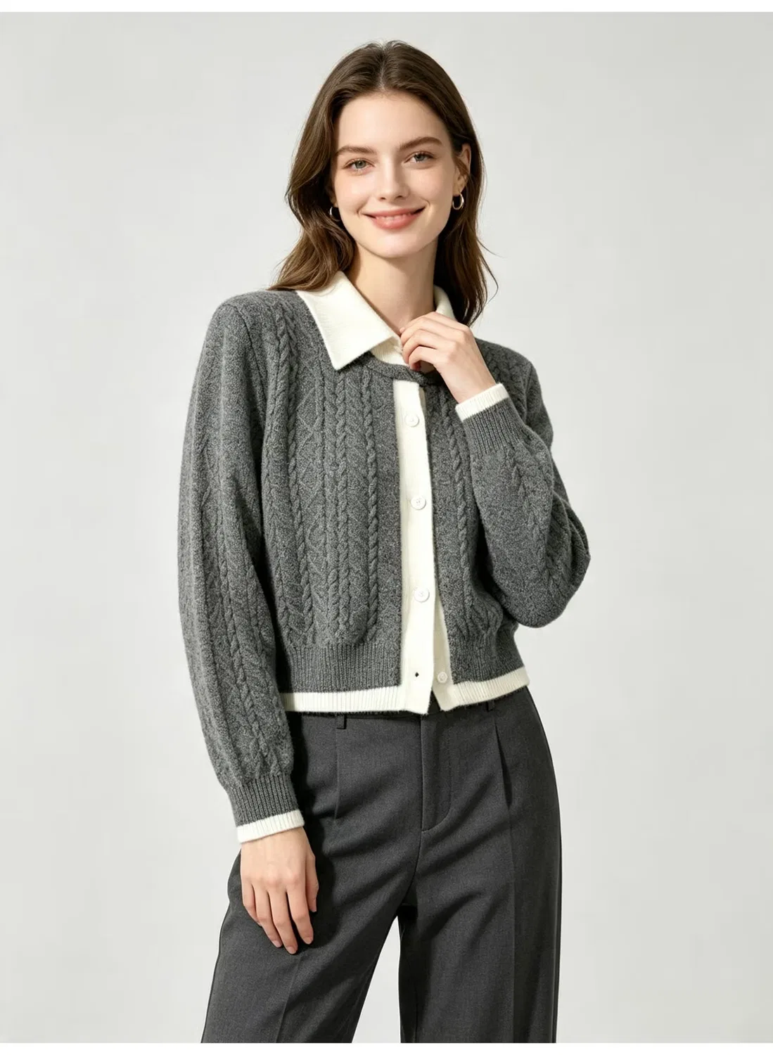 Кардиган укороченный с косами и вышивкой Zara — фото 4