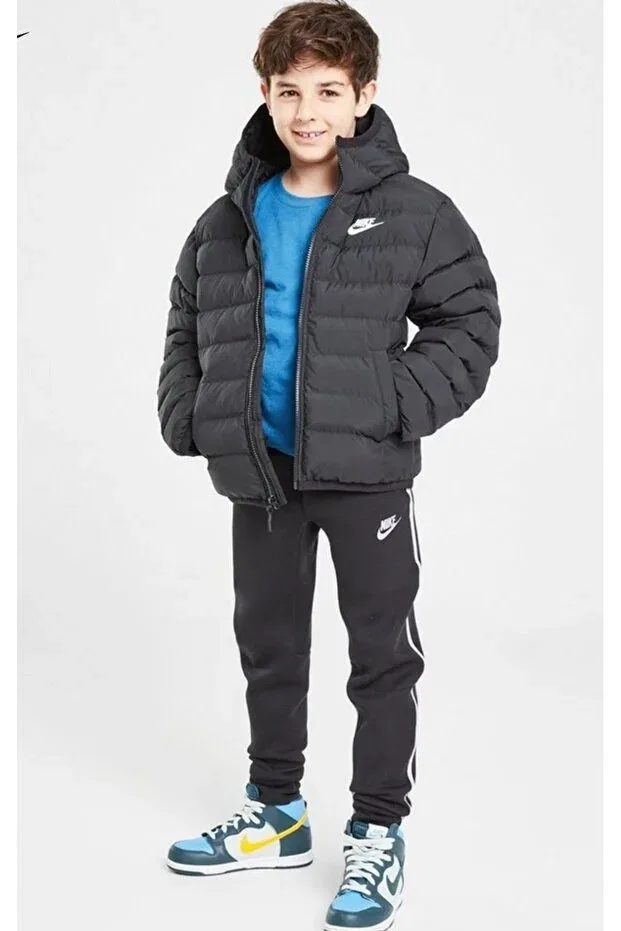 Детские спортивные штаны для девочек с принтом Tech Fleece TF+ Jogger Kids' Sweatpants FZ5434 Nike, Black — фото 3