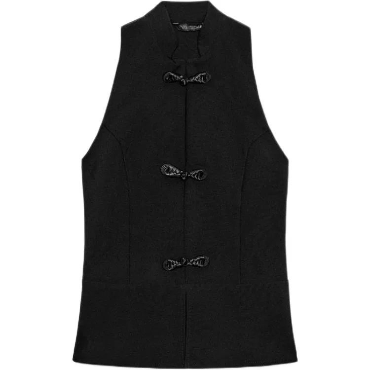 Женский топ без рукавов с воротником-стойкой Tank Tops, ZARA, Black