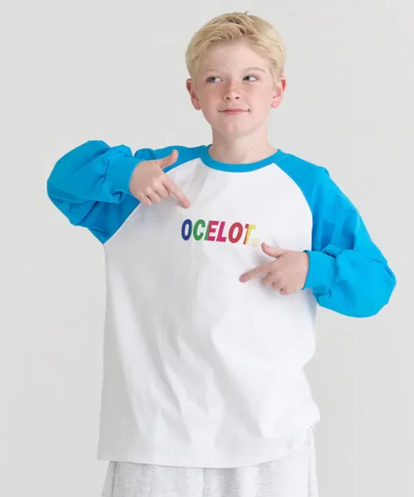 Футболка с длинным рукавом F10 Crayon Raglan Ocelot Junior, синий — фото 2