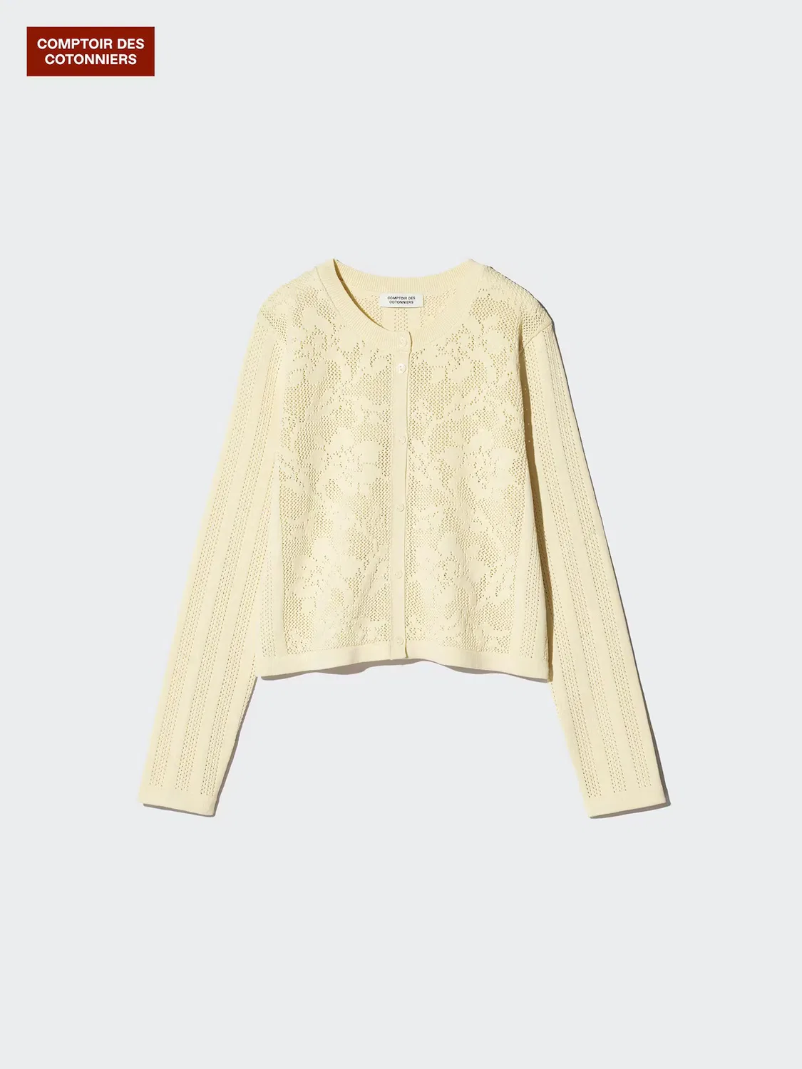 Кардиган вязаный Uniqlo, хлопковый, коричневый — фото 3