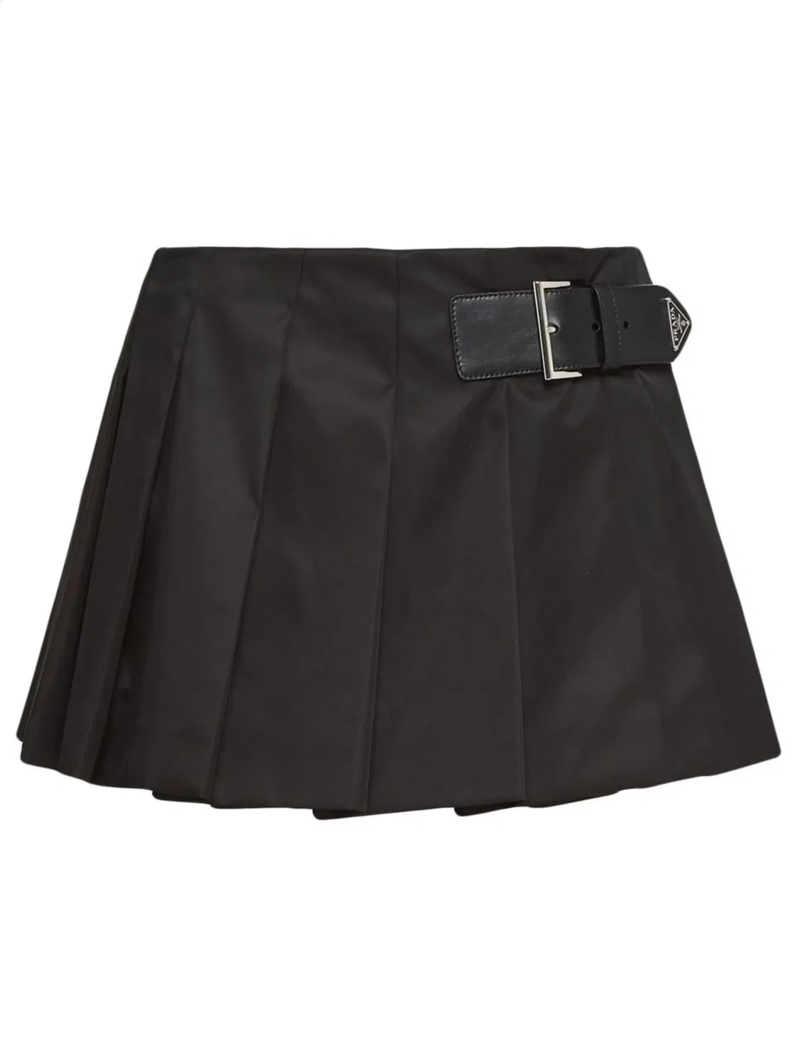 Плиссированная мини-юбка из Re-Nylon от Prada, черный