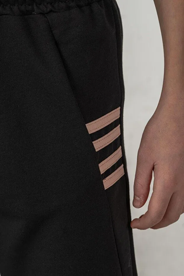 Детские шорты для мальчиков с принтом Champs printed sides 4-stripe Mışıl Kids, Black — фото 4