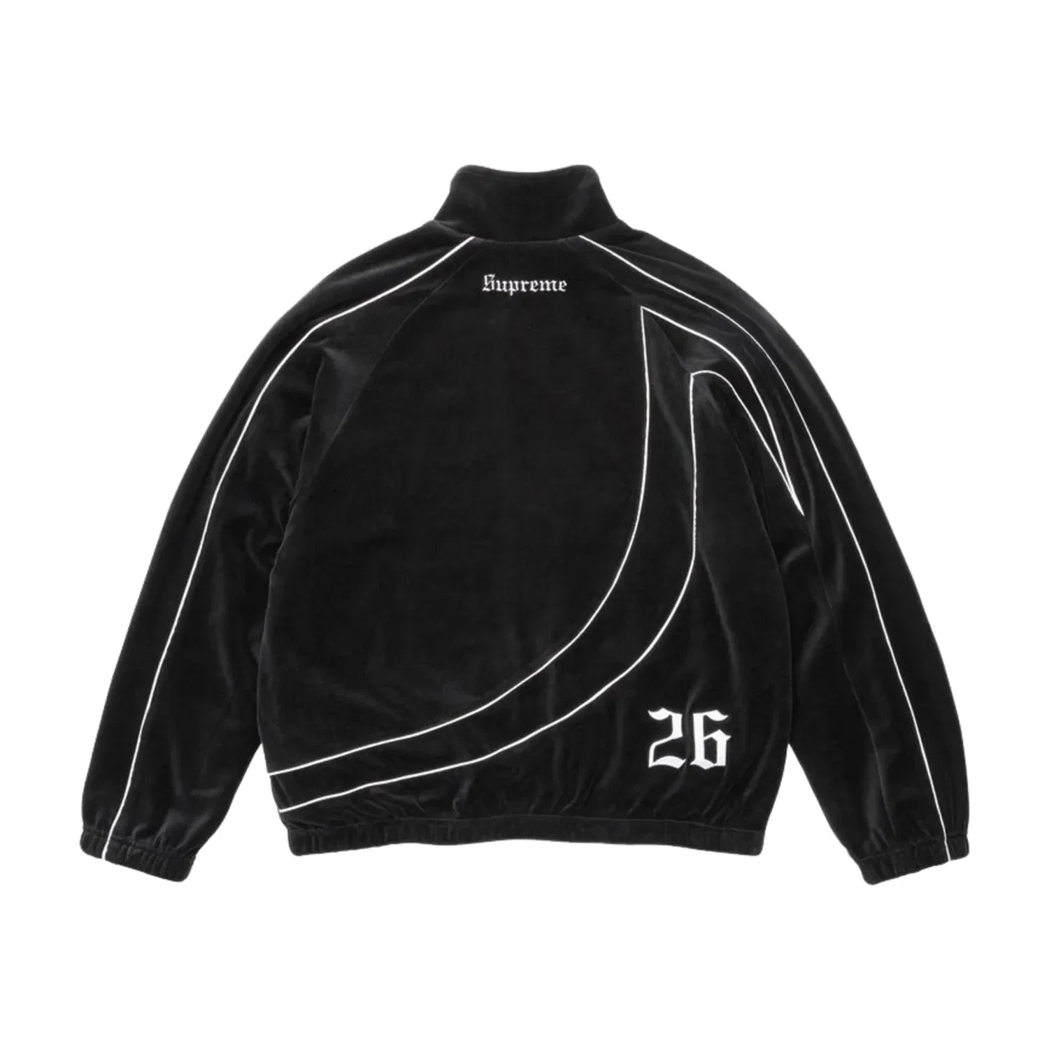 Мужская куртка FW26 x Umbro Velour Track Jacket 'Black' Supreme, черный — фото 3