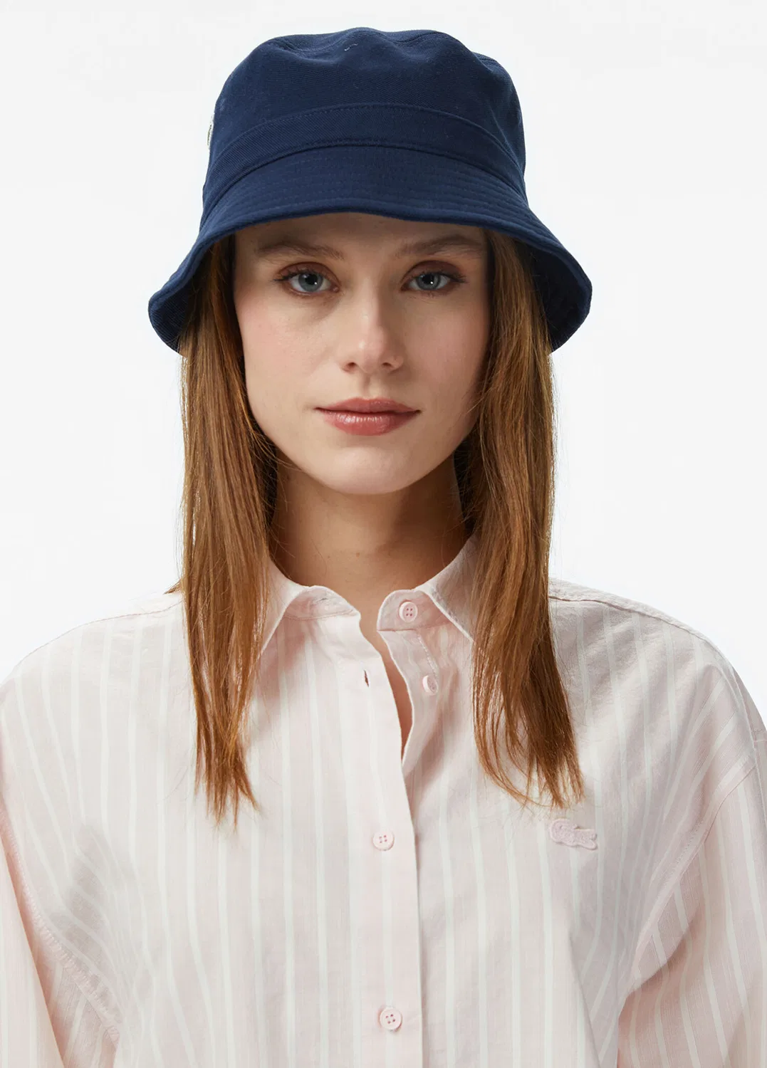 Блузка женская Lacoste, розовая, полосатая, с длинным рукавом — фото 4