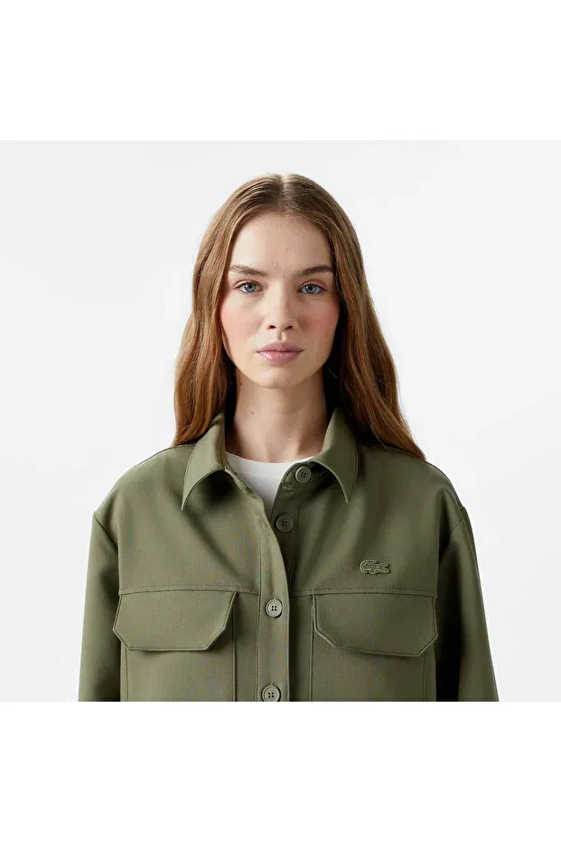 Женская рубашка свободного кроя с длинным рукавом Lacoste, Bmy-Khaki — фото 4