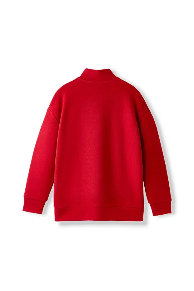 Детское худи для девочек с длинным рукавом Galatasaray kids half zip hoodie Gsstore, Red — фото 2