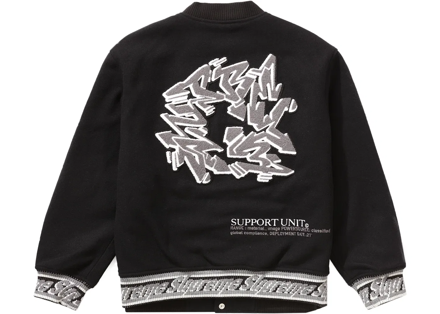 Мужская куртка-бомбер Supreme Support Unit Varsity Jacket, Black