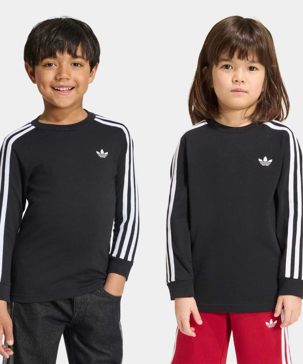 Детская футболка с длинным рукавом свободного кроя, с тремя полосками Adidas Originals, Black