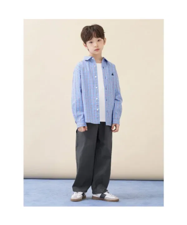 Классическая рубашка в клетку, Beanpole Kids, синий — фото 4