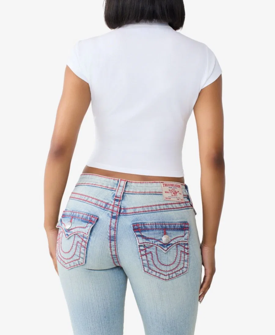 Футболка-кроп с принтом Crystal Peace Sign True Religion, Optic White — фото 3