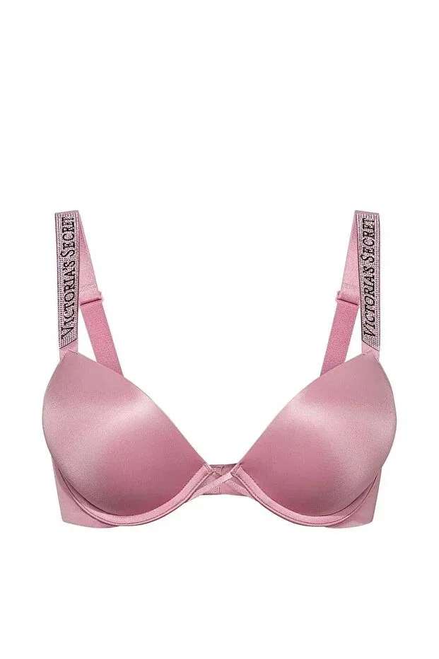 Женский бюстгальтер пуш-ап на бретелях с кружевом Bombshell Shimmering Strappy Push-Up Bra Victoria'S Secret, Dried Rose — фото 4
