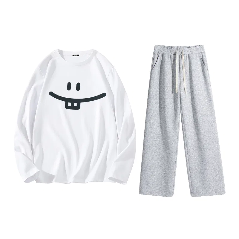 Детский спортивный костюм хлопковый MINISO, White/Heather Gray