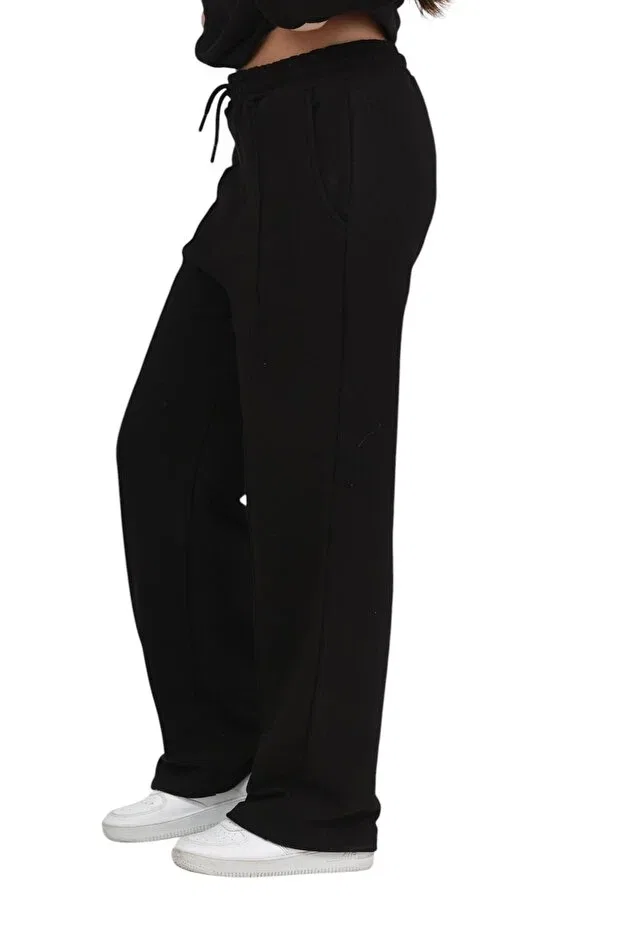 Детские спортивные штаны для девочек с широкой штаниной Erdem Kids, Black — фото 3