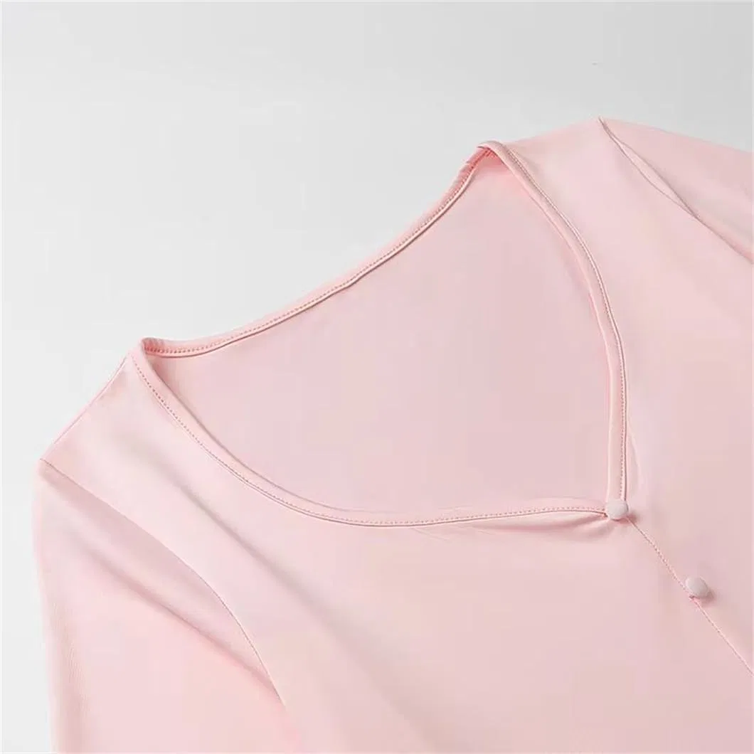 Женское мини-платье с рюшами V-образным вырезом, Pink — фото 3