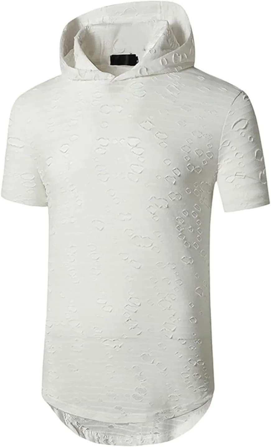 Мужская футболка с капюшоном и рваным подолом Bodybuilding Gym Tee, White — фото 2