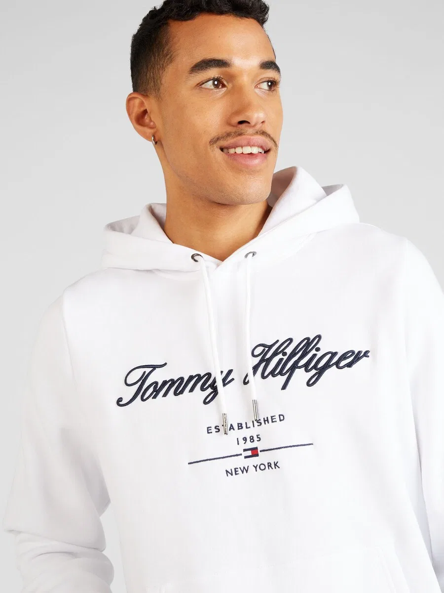 Толстовка TOMMY HILFIGER с вышивкой логотипа, белая — фото 2
