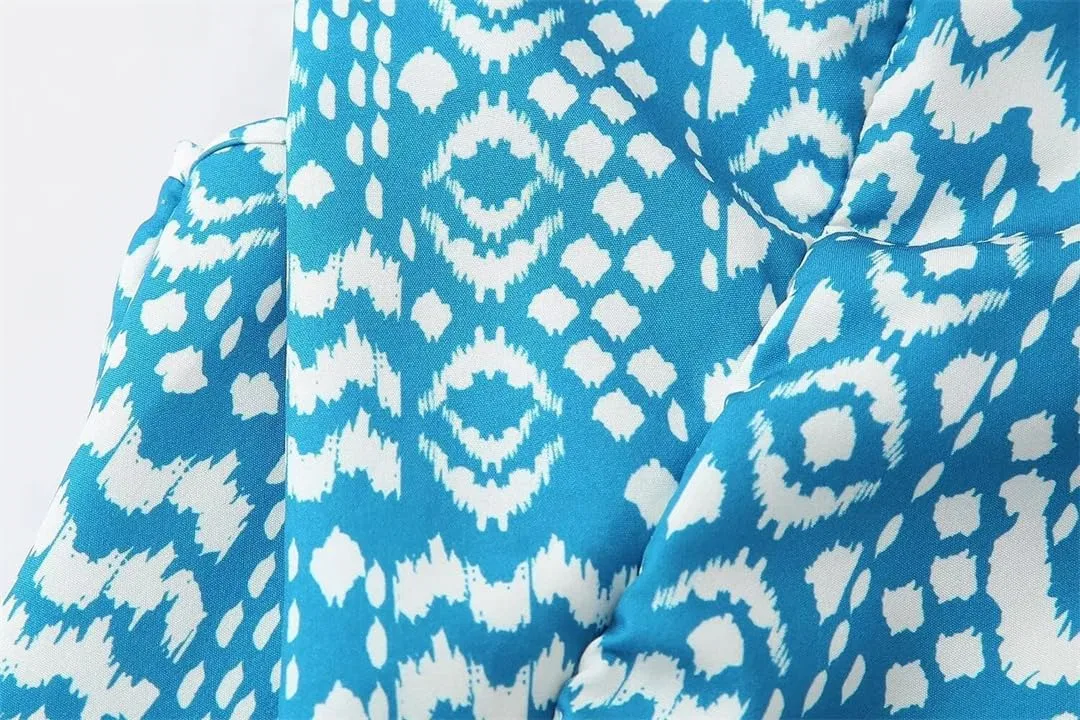 Женское платье А-силуэта с летящим рукавом, принт, Short Sleeve, V-Neck, Printed — фото 4