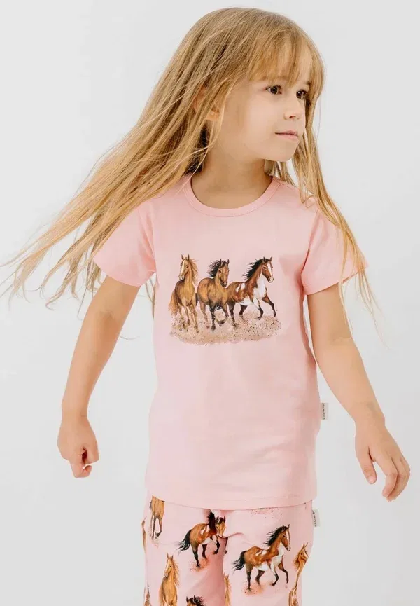 Футболка с принтом животных Graceful horses, Walkiddy, Pink, розовый