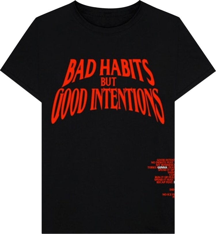 

Футболка Vlone x Nav Bad Habits Good Intentions Tee 'Black', черный