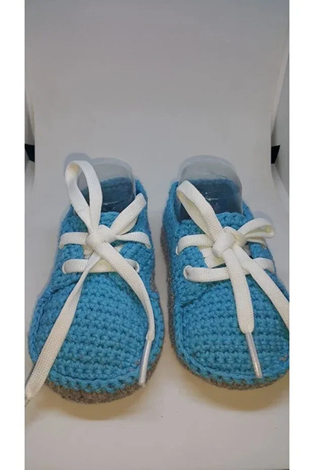 Детские ботиночки для мальчиков вязаные Hepsiminnak, Blue & Grey