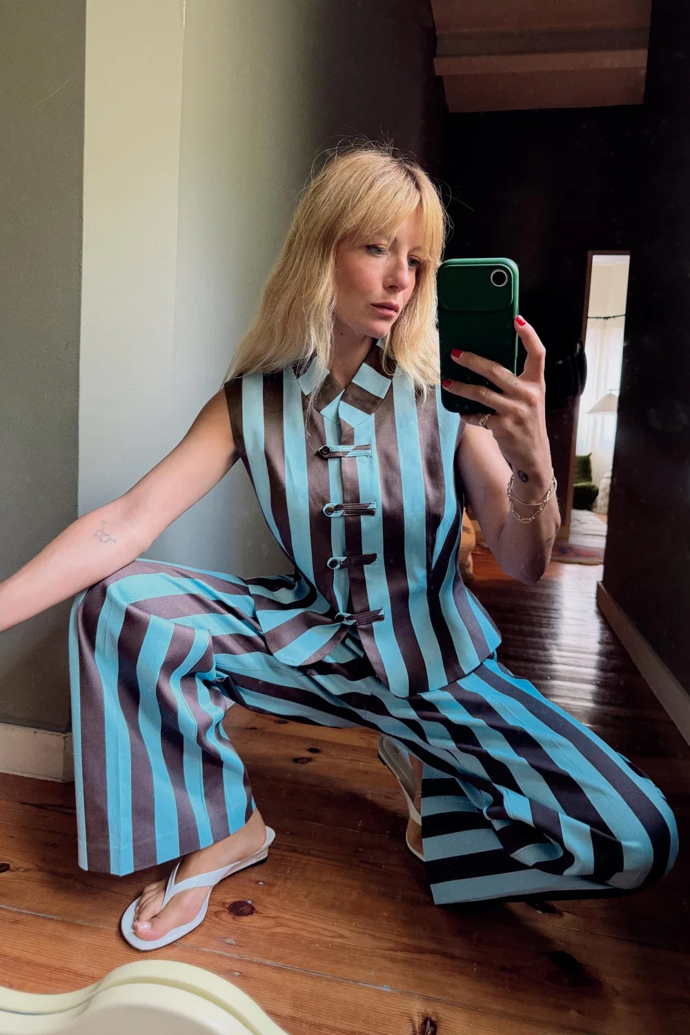Полосатый жилет с застежкой-бабочкой ZARA, Brown Stripes