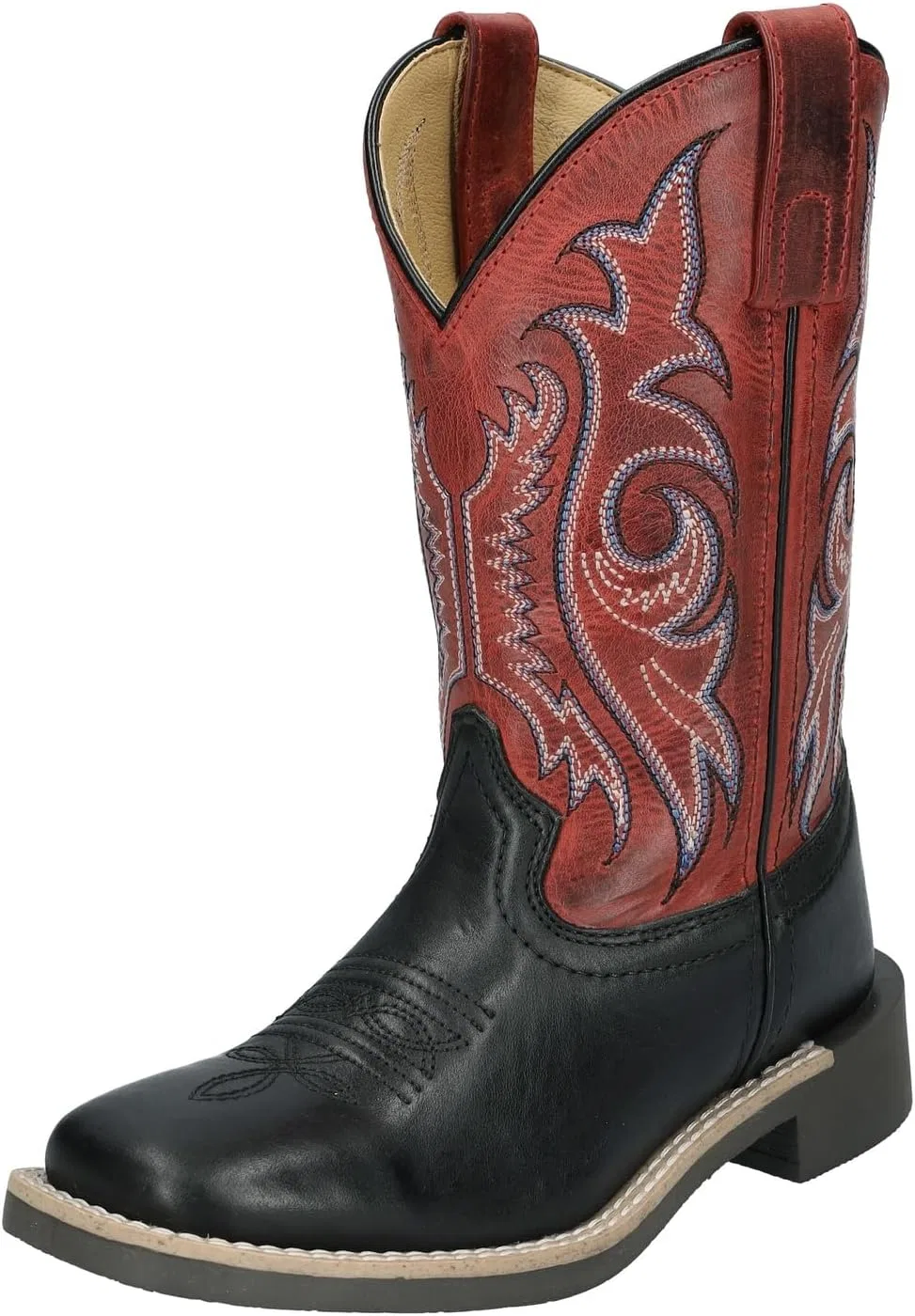 Детские ковбойские сапоги с квадратным носком из кожи Smoky Mountain Boots, Black/Burnt Apple
