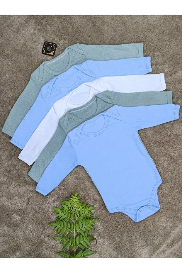 Детское боди для мальчиков хлопковый набор 5 предметов Vieso, Green And White