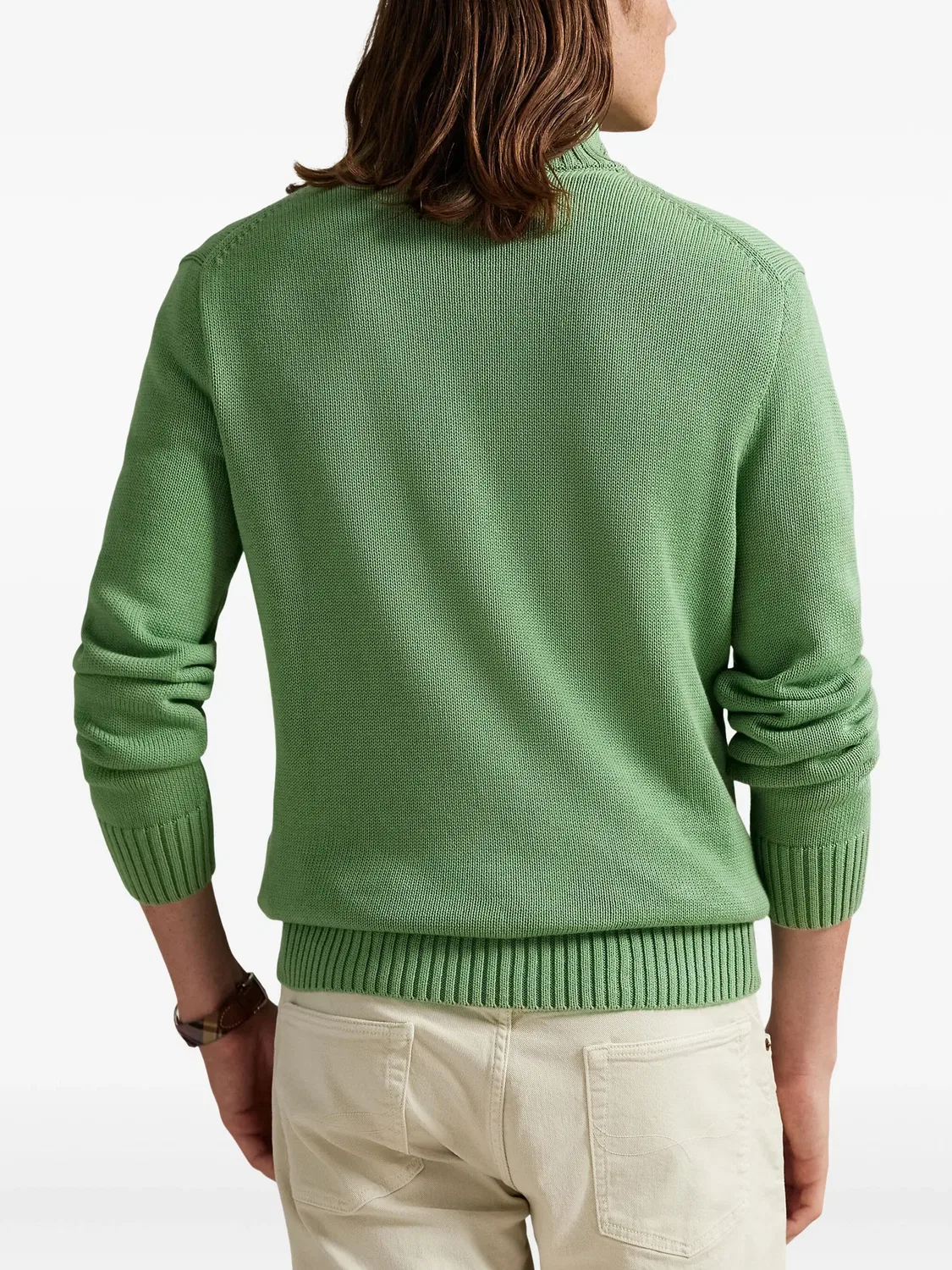 Свитер с полу-молнией из хлопка Polo Ralph Lauren, зеленый — фото 4