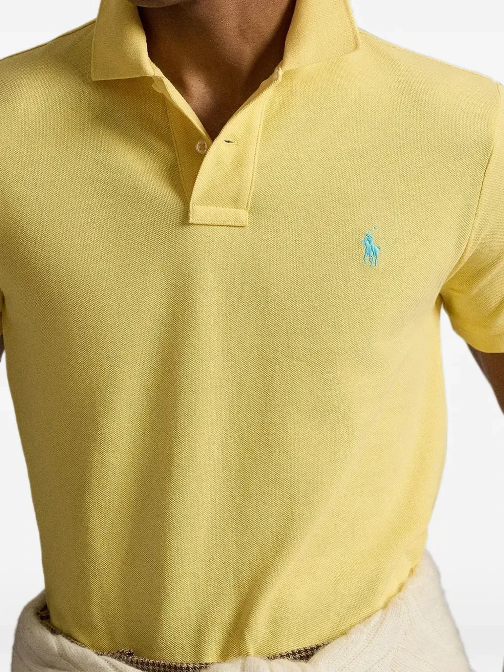 Рубашка-поло из сетчатого пике с вышитым логотипом Polo Ralph Lauren, желтый — фото 4