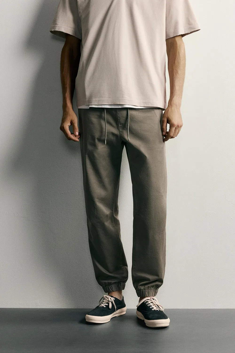 Узкие спортивные брюки с завышенной талией ZARA, Khaki — фото 2