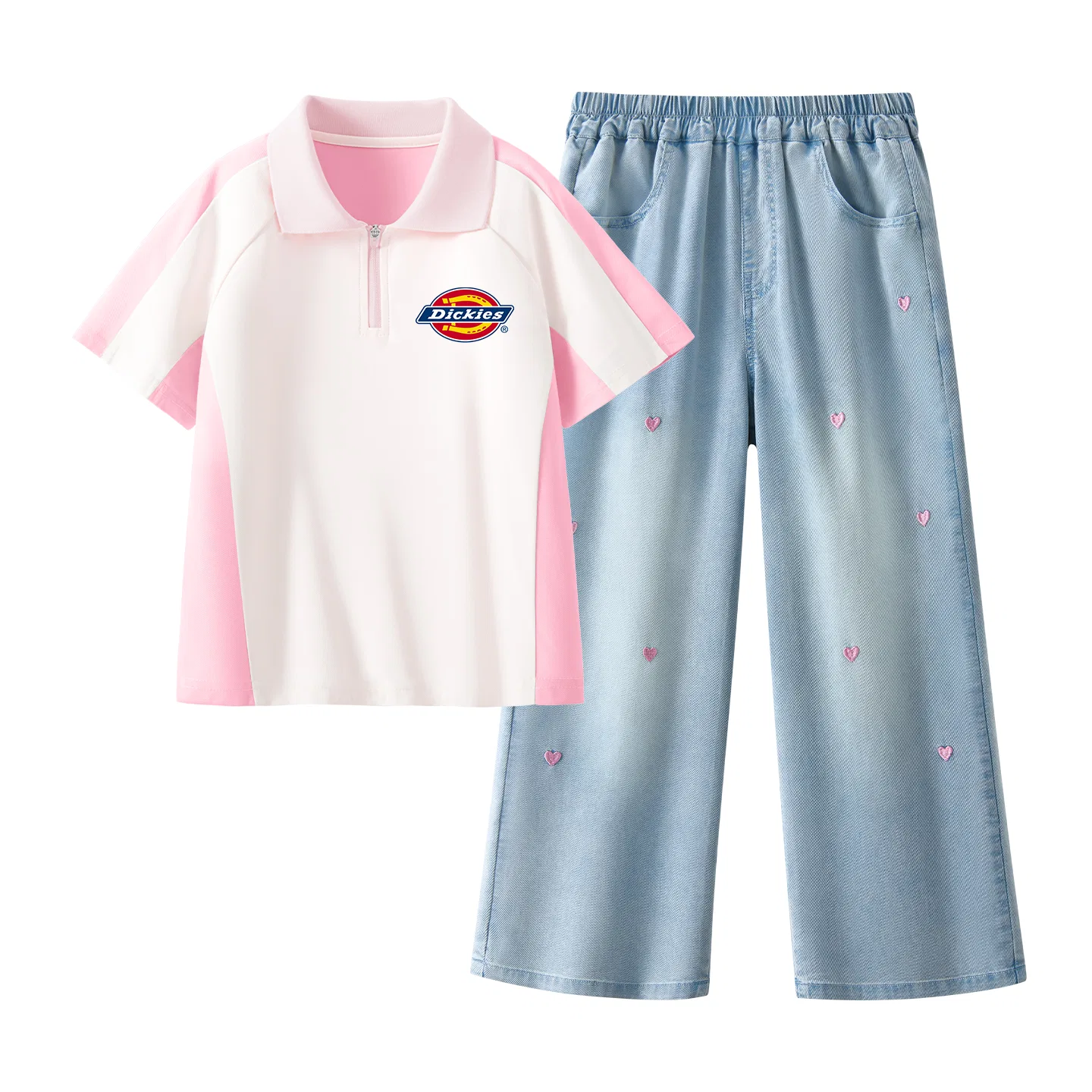 Детский комплект спортивной одежды с вышивкой Dickies, Vanilla Green/Denim Light Blue — фото 3