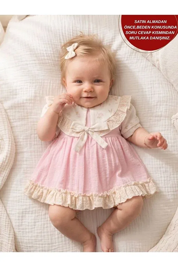Детское платье для девочек кружевное Nia vintage bohemian scallop lace holiday special occasion baby girl dress Aysskids, Powder