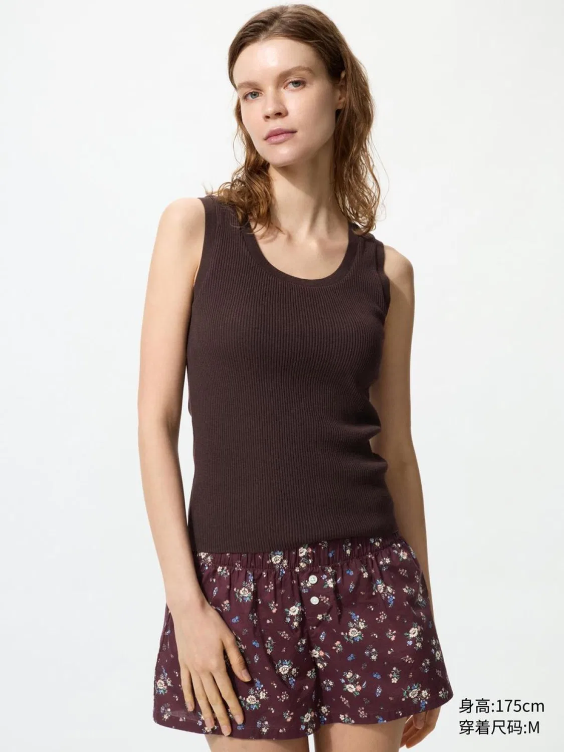 Бюстгальтер-топ вязаный Uniqlo, коричнево-черный