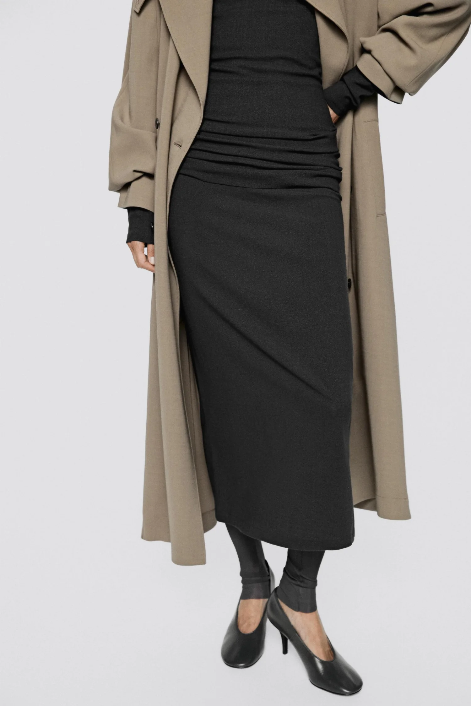 Юбка-миди Massimo Dutti Stretch - Limited Edition, угольный
