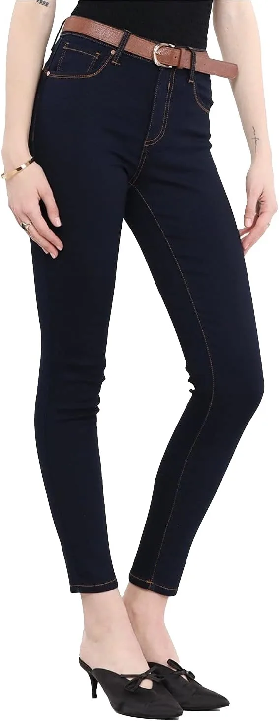 

Женские джинсы скинни с поясными петлями темно-синие Khanomak