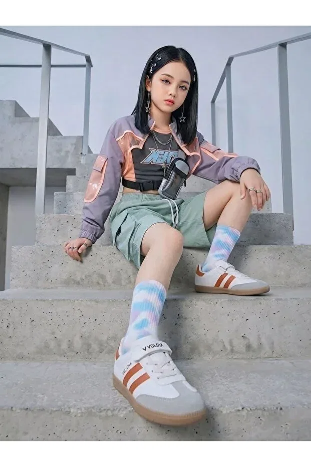 Детские кроссовки для девочек кожаные Butik, Orange
