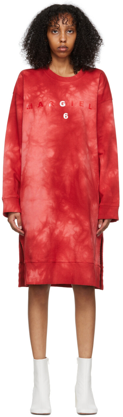 

Красное хлопковое мини-платье MM6 Maison Margiela, Красный, Красное хлопковое мини-платье MM6 Maison Margiela