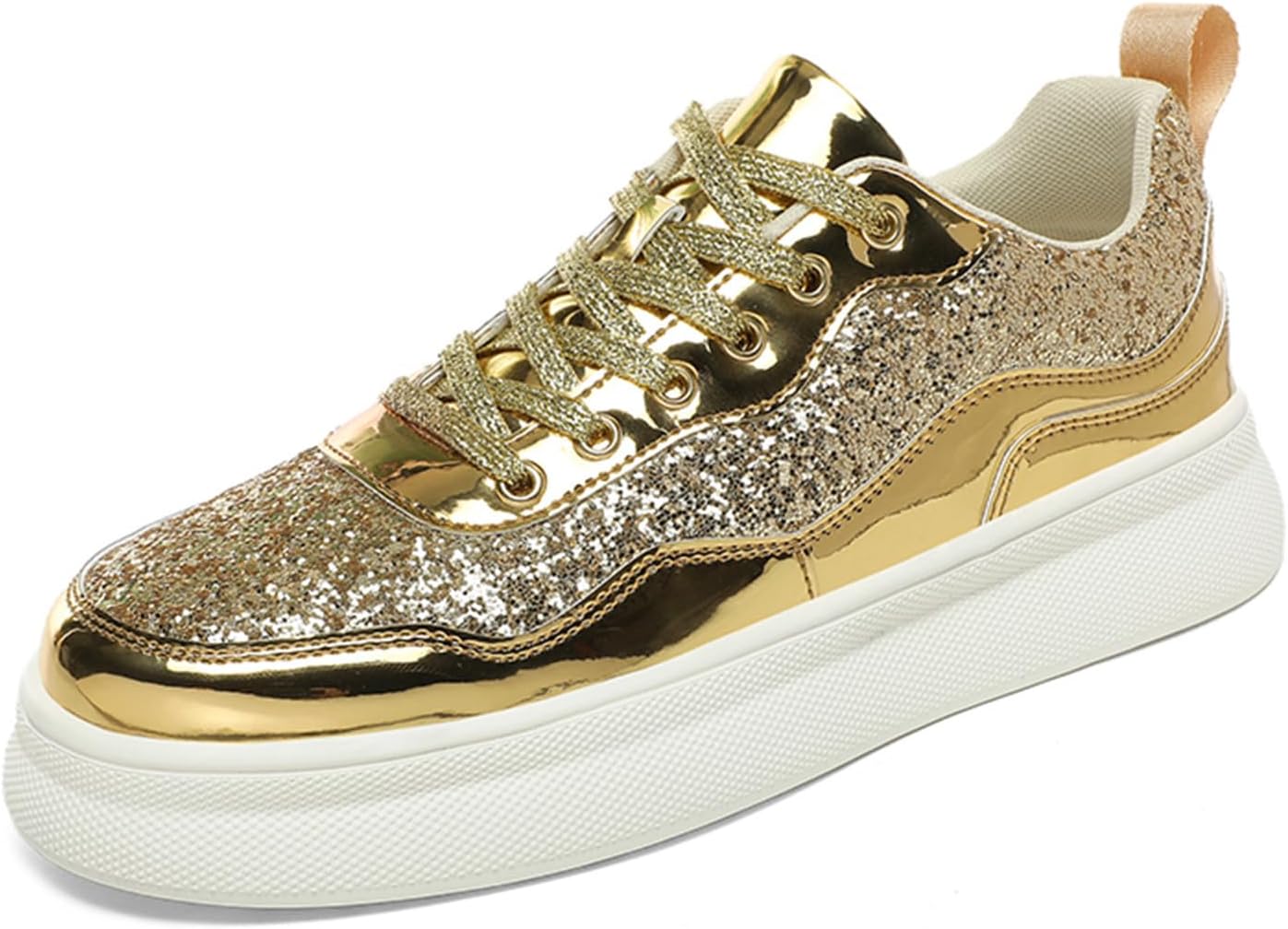 

Мужские модные кроссовки SPWAGYM с блестками и пайетками, блестящие теннисные туфли, низкие, удобные, повседневные, золотой