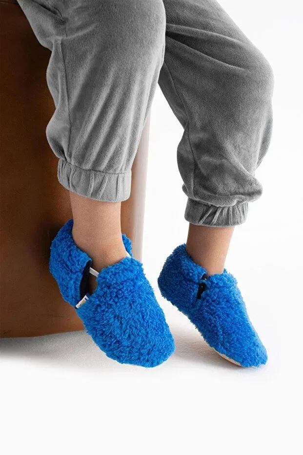 Детские пинетки для девочек органические Non-Slip sole organic baby fleece booties ergonomic soft comfortable flexible Funny Baby, Blue
