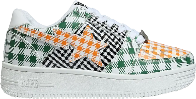 Кроссовки Wmns Bapesta Low Gingham - Green, разноцветный