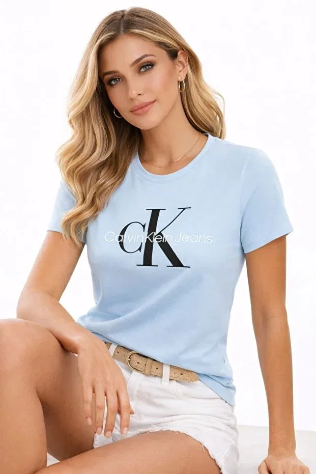 Женская футболка с принтом Monogram Woven Calvin Klein, Blue/Black Print