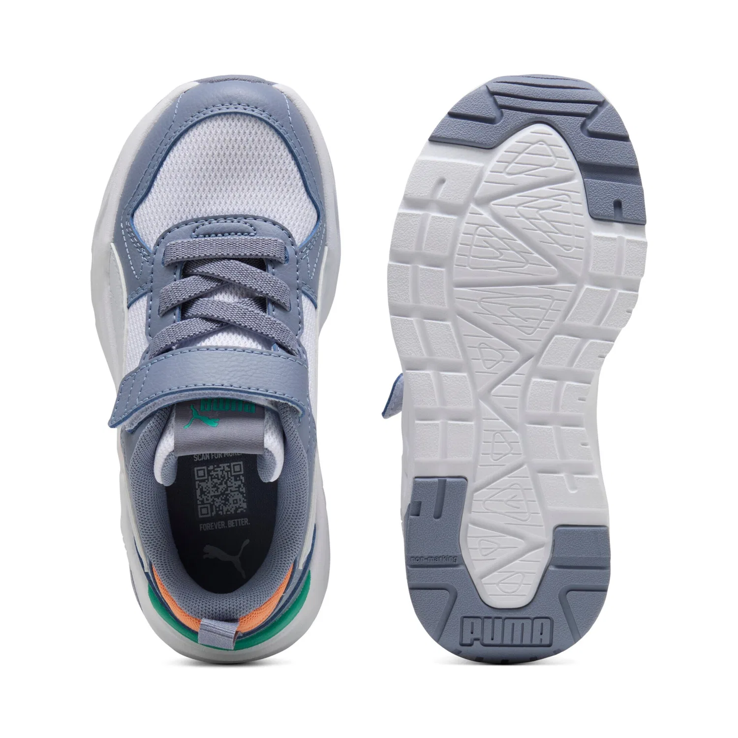 Детские кроссовки с мягкой амортизацией PUMA TRINITY 2 LT AC PS, White/Silver Mist/Gray Sky — фото 4