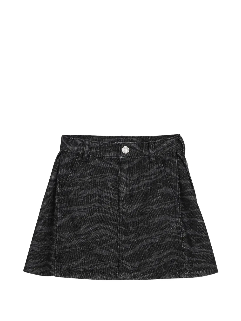Джинсовая юбка с тигровым принтом Zadig & Voltaire Kids, черный
