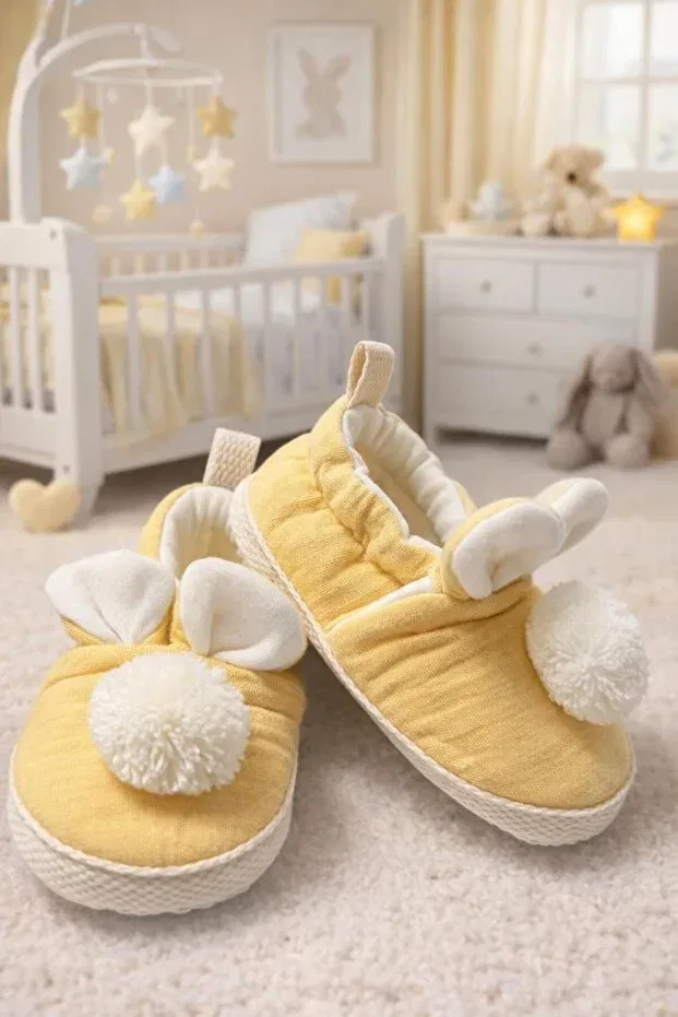 Детские пинетки для девочек хлопковые Yukobaby Bebeğiniz Için En Doğalı, Yellow