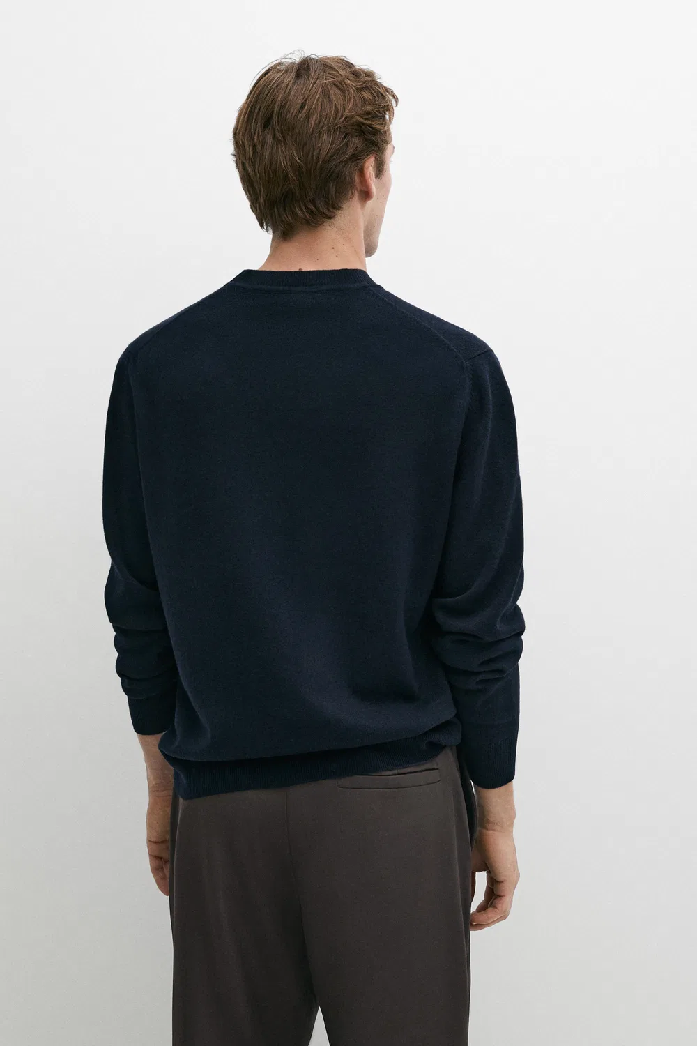 Свитер Massimo Dutti Wool Blend Round Neck Knit, темно-синий — фото 4