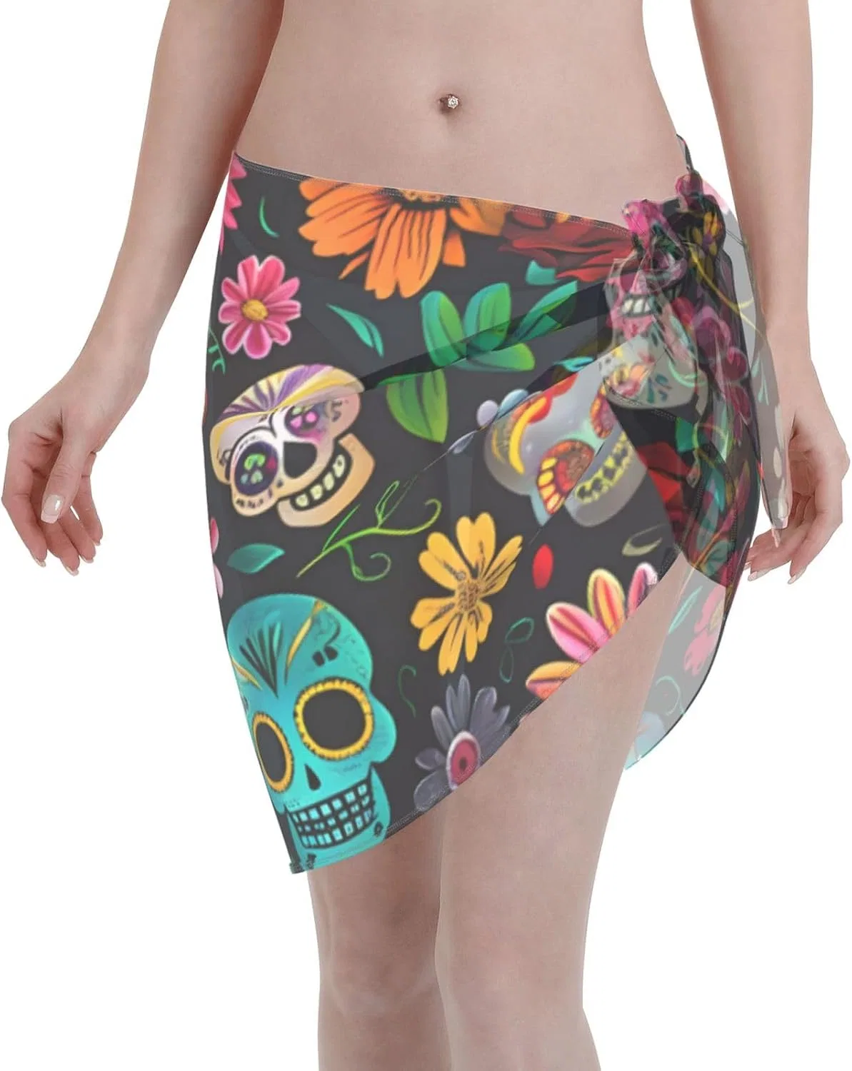 Женская пляжная накидка с принтом клубники Sarong, Skulls 6