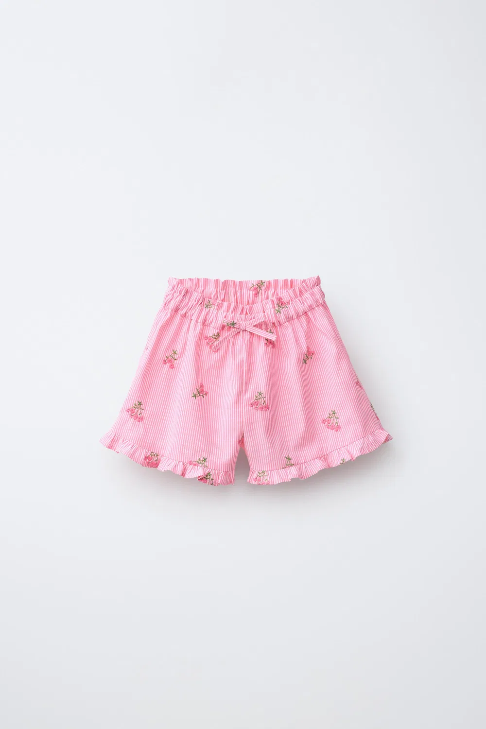 Полосатые бермудские шорты с вышитыми цветами ZARA, Pink