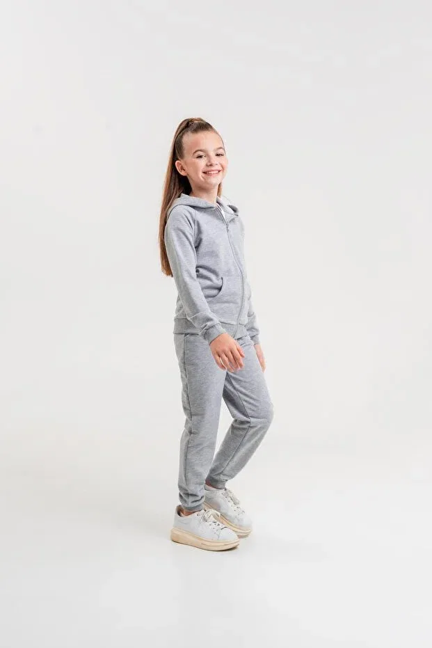 Детский спортивный комплект для девочек с молнией Mışıl Kids, Gray Melange — фото 3